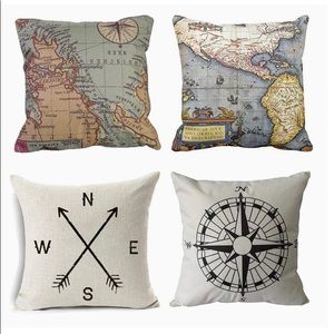 map pillow covers
